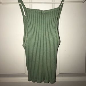 light green ribbed knit tank top halter crop top